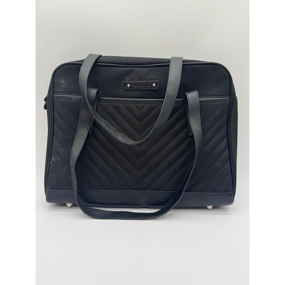 Samsonite Black Quilted Laptop Briefcase Business Tote Shoulder Bag Padded